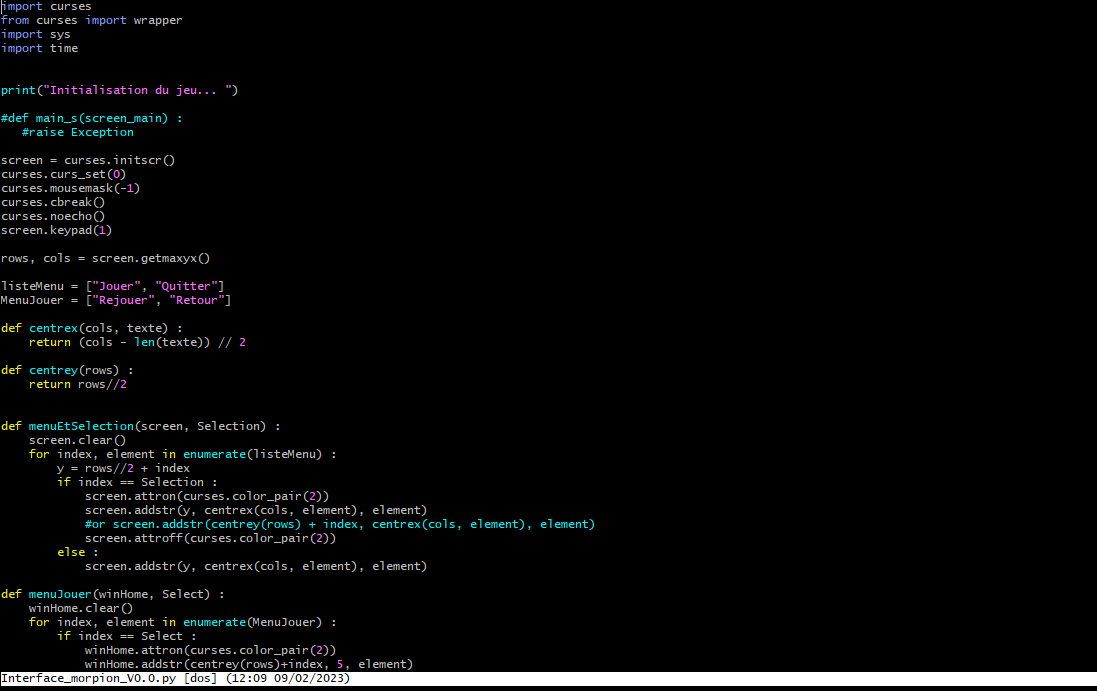 image of one of the Tic Tac Toe program using curses